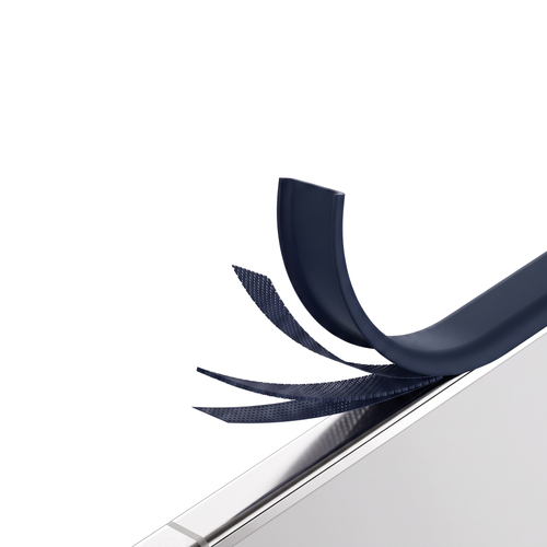 Apex M3 iPhone Duo case in Navy Blue, layered construction with case and mesh layers peeling away