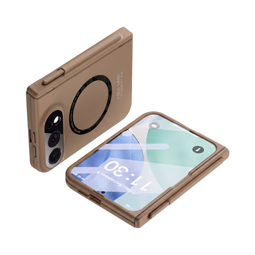 Kinetic P1 iPhone Duo case Coffee - two closed cases with stylus on hinge, back and cover screen