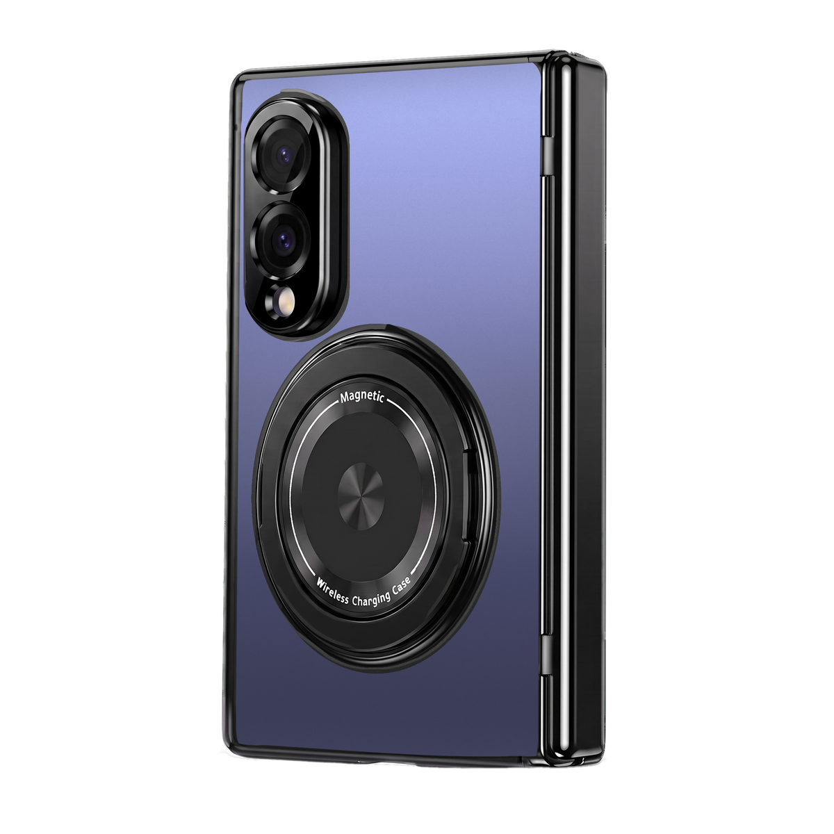Axon M2 hinge cover case with rotating metal ring for Galaxy Z Fold 8 in Blue, back view