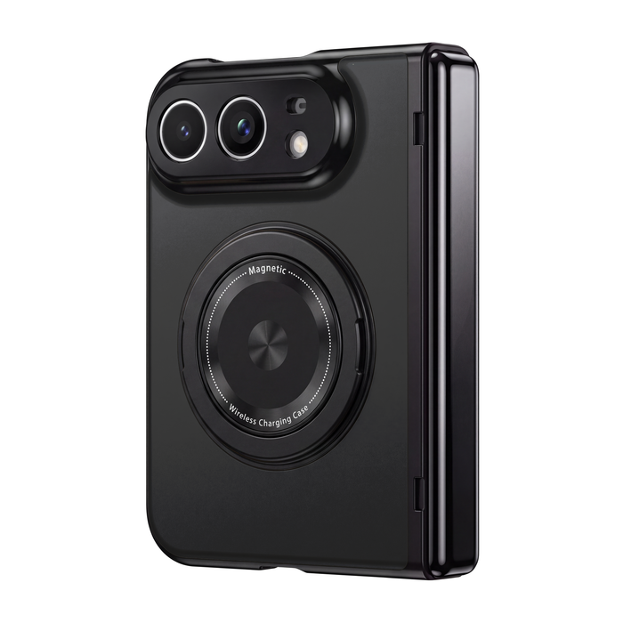 Axon M2 Black MagSafe hinge case with rotating metal ring for iPhone Duo - rear view
