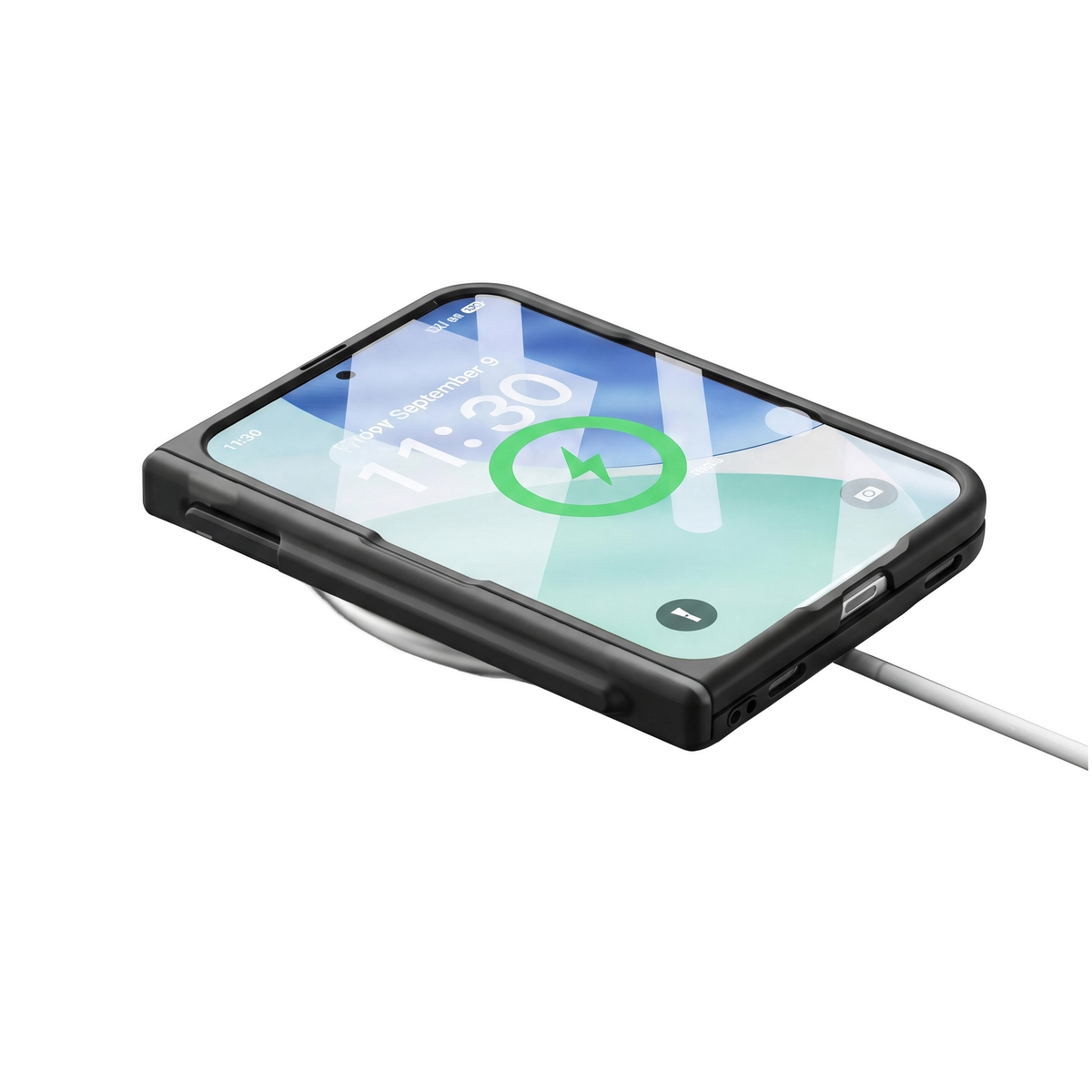 Kinetic P1 iPhone Fold case Black - wireless charging with stylus in hinge