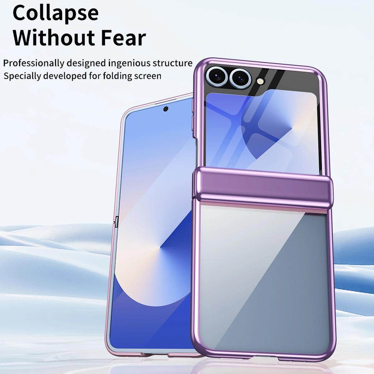 Luxury Plating Hinge Transparent Phone Case For Samsung Galaxy Z Flip Series - FoldifyCase
