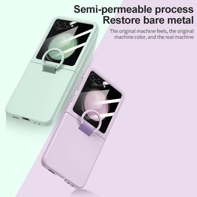 Luxury Matte Skin Feel Ring Phone Case For Samsung Galaxy Z Flip Series - FoldifyCase