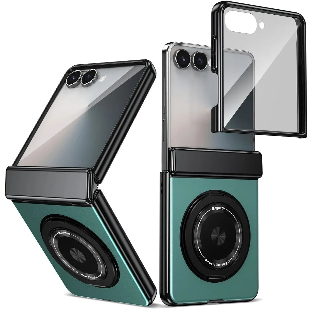Smartphone with a transparent back and black frame on a white background