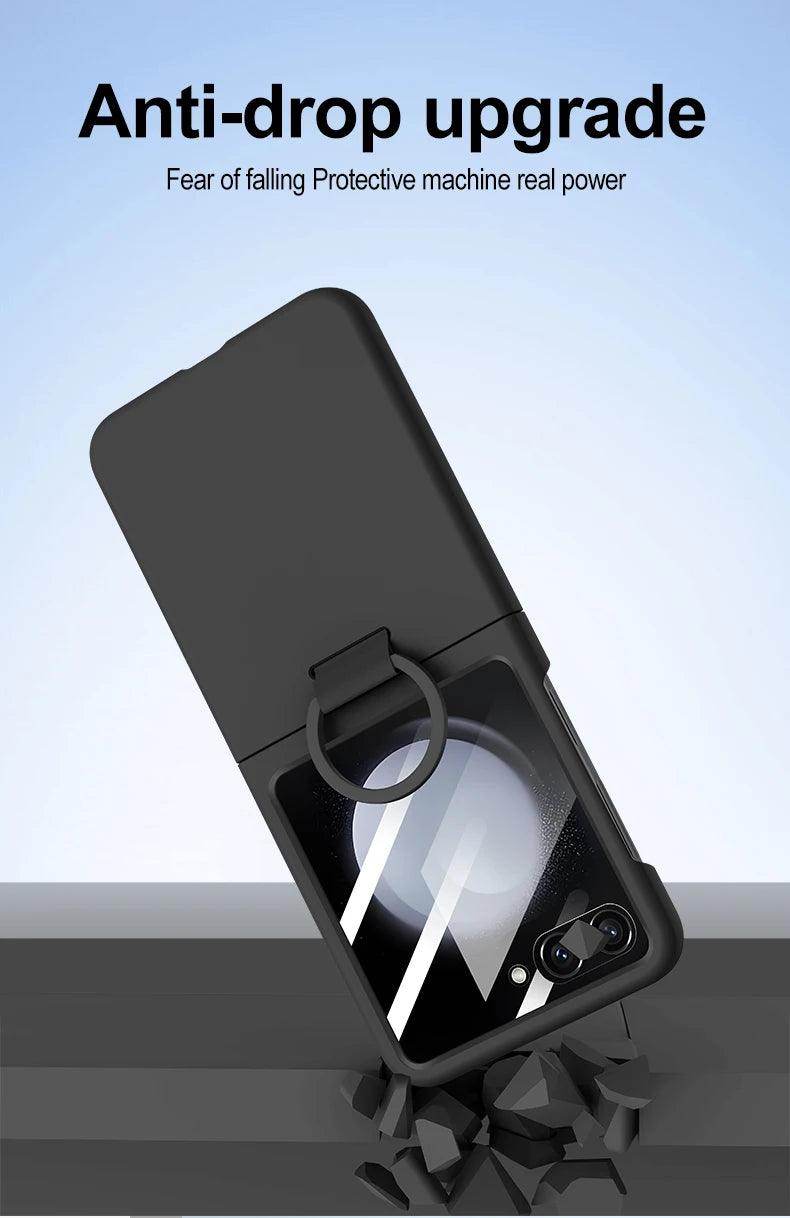 Luxury Matte Skin Feel Ring Phone Case For Samsung Galaxy Z Flip Series - FoldifyCase