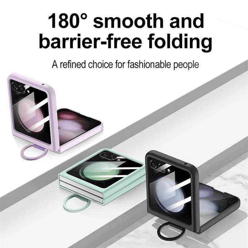 Luxury Matte Skin Feel Ring Phone Case For Samsung Galaxy Z Flip Series - FoldifyCase