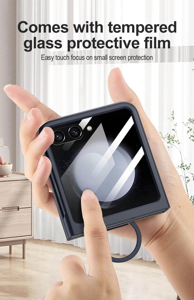 Luxury Matte Skin Feel Ring Phone Case For Samsung Galaxy Z Flip Series - FoldifyCase