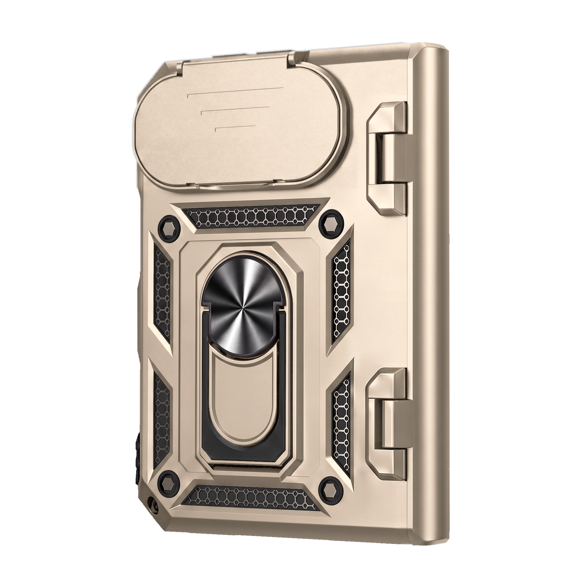 Sentinel H1 iPhone Duo rugged case in Gold - camera cover closed