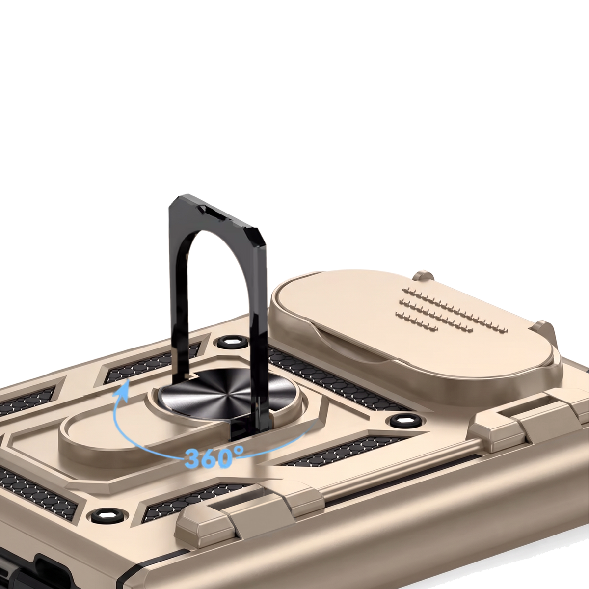 Sentinel H1 iPhone Duo rugged case in Gold - 360 degree rotating ring kickstand