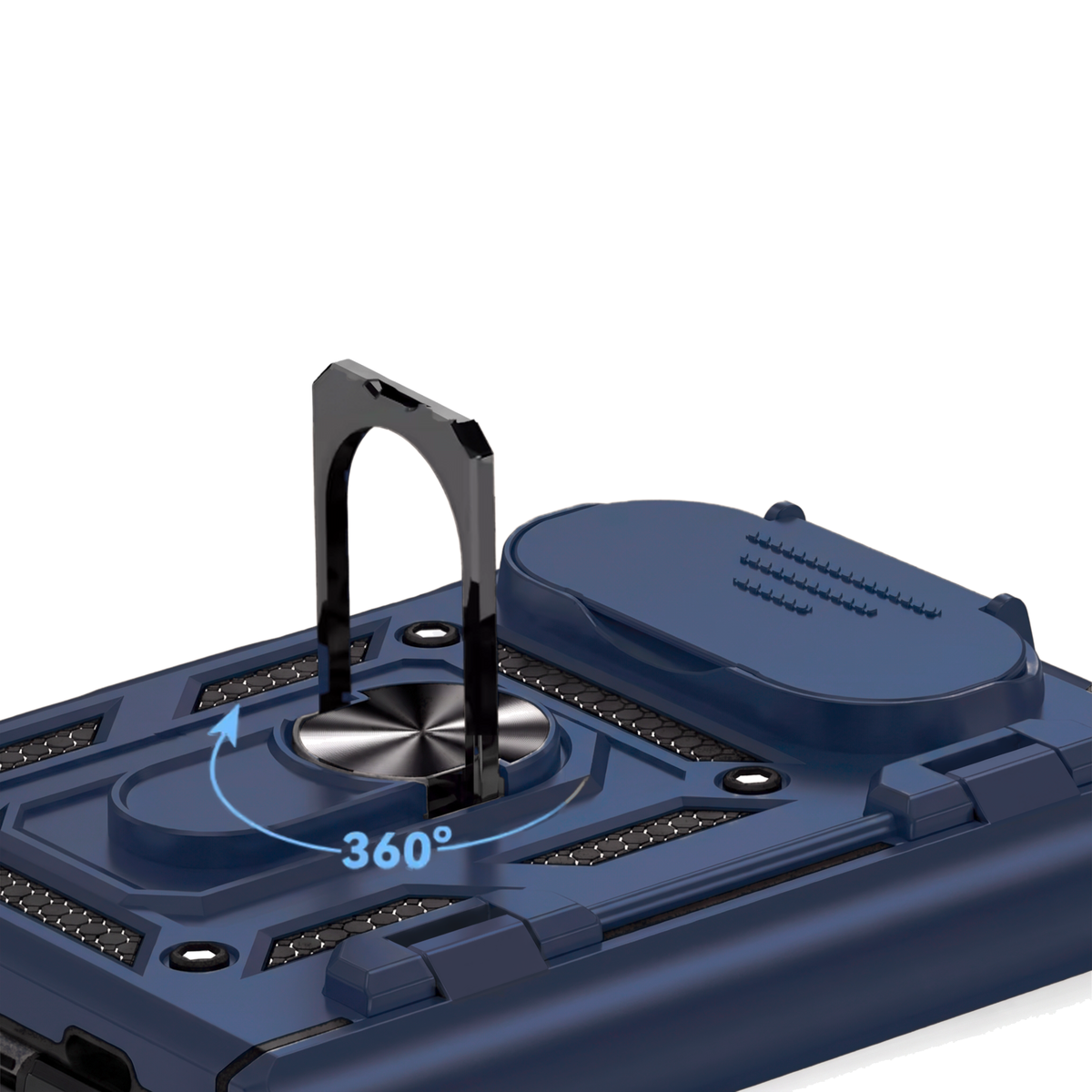 Sentinel H1 iPhone Duo rugged case in Navy Blue - 360 degree rotating ring kickstand