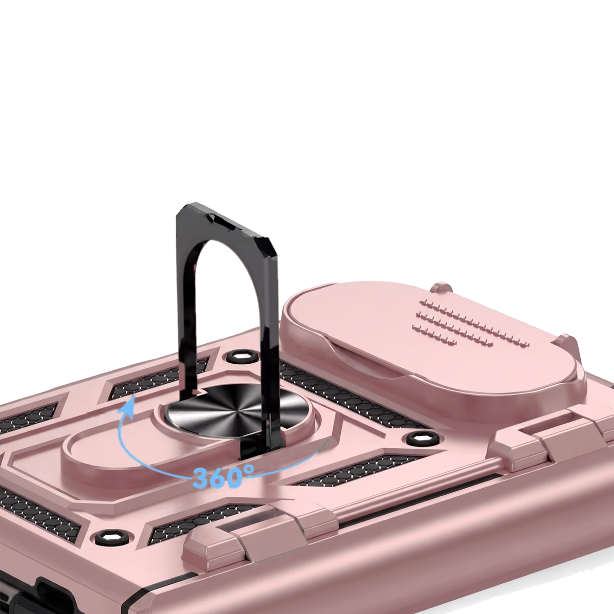 Sentinel H1 iPhone Duo rugged case in Rose Gold - 360 degree rotating ring kickstand