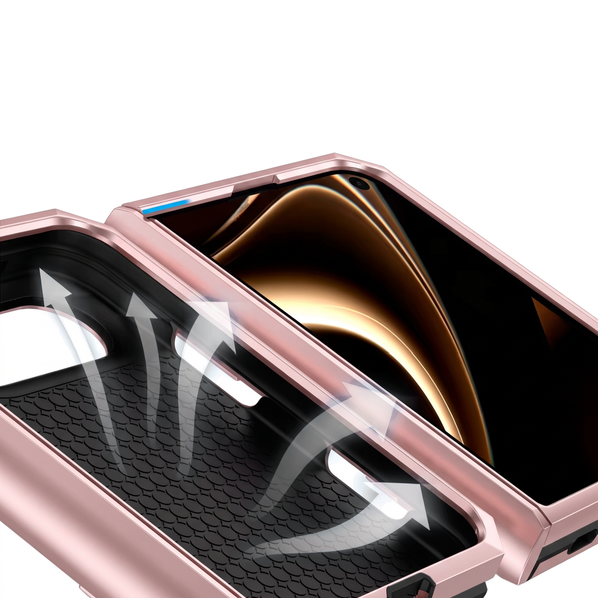 Sentinel H1 iPhone Duo rugged case in Rose Gold - shock absorbent cushioned shell with raised screen lip