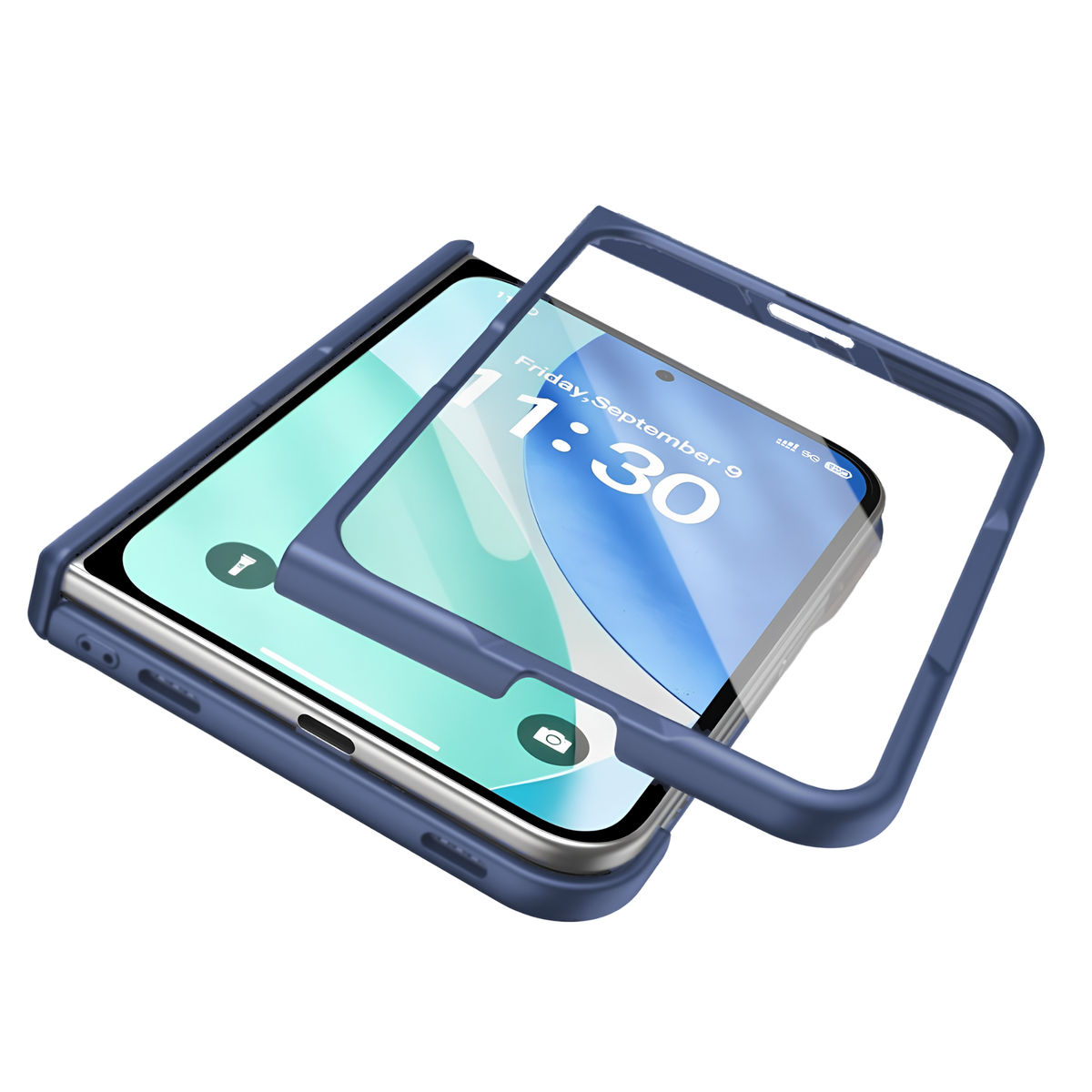 Spineguard P1 iPhone Fold case Blue - tempered glass screen protector and bumper