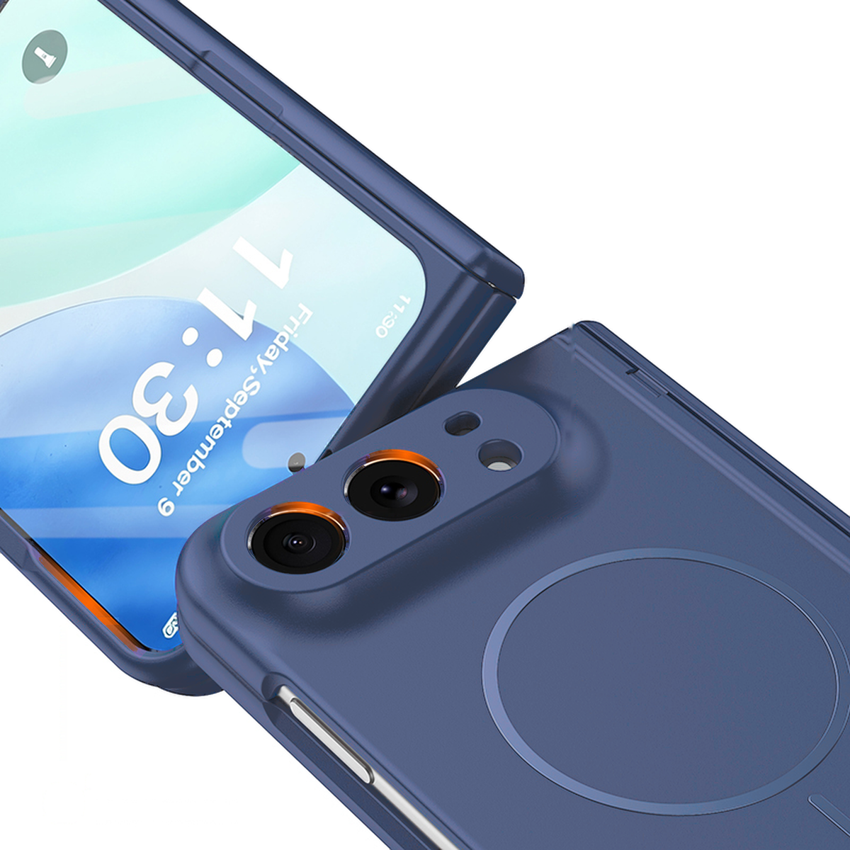 Spineguard P1 iPhone Fold case in Blue - scratch resistant PC back panel with raised camera and screen edges