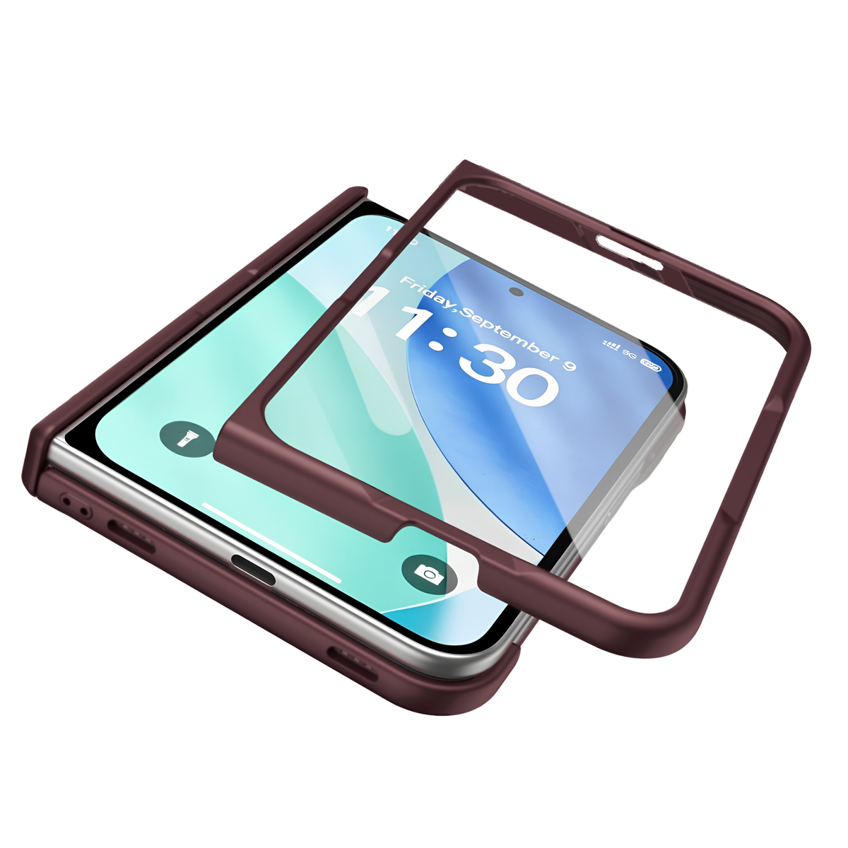 Spineguard P1 iPhone Fold case Burgundy - tempered glass screen protector and bumper