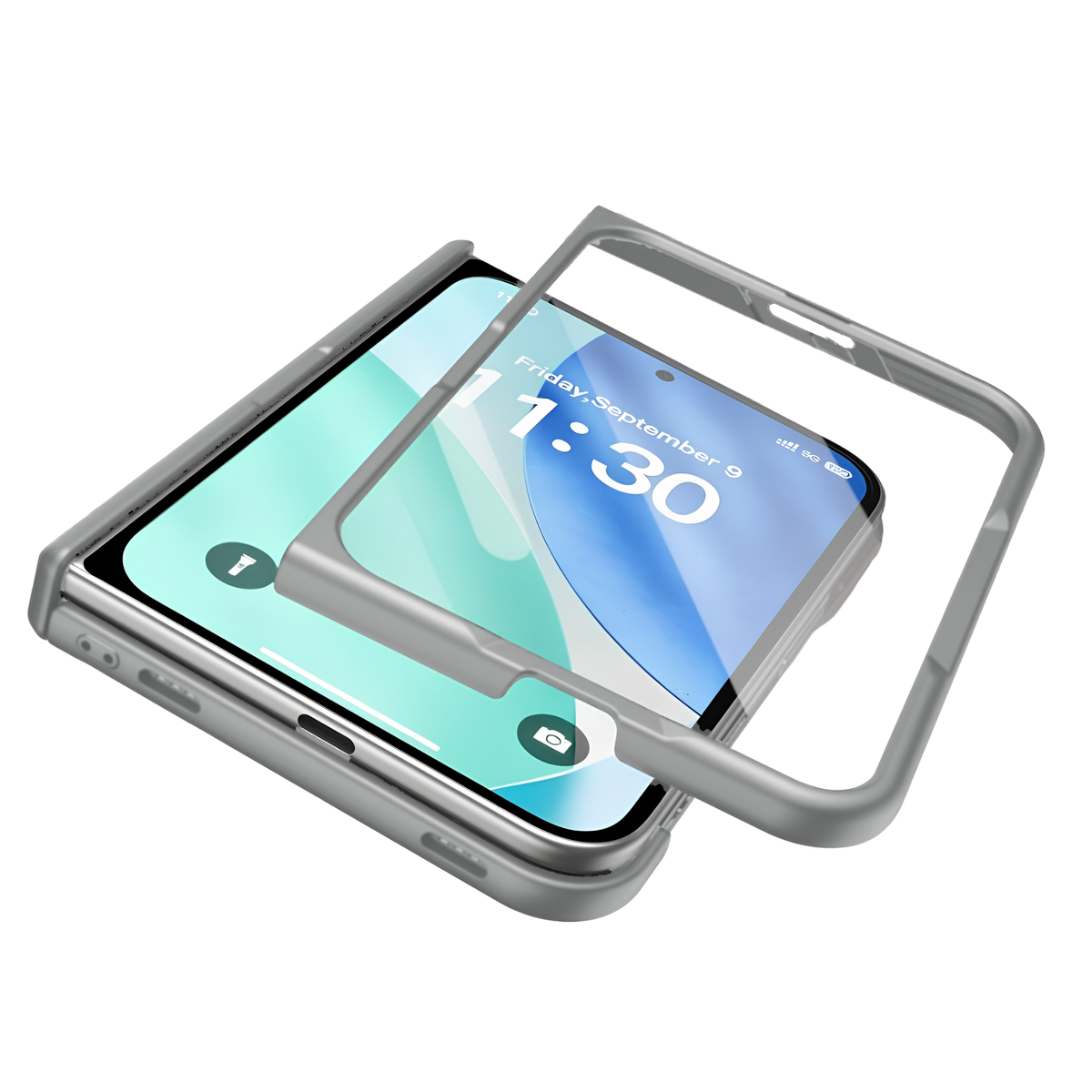 Spineguard P1 iPhone Fold case Gray - tempered glass screen protector and bumper