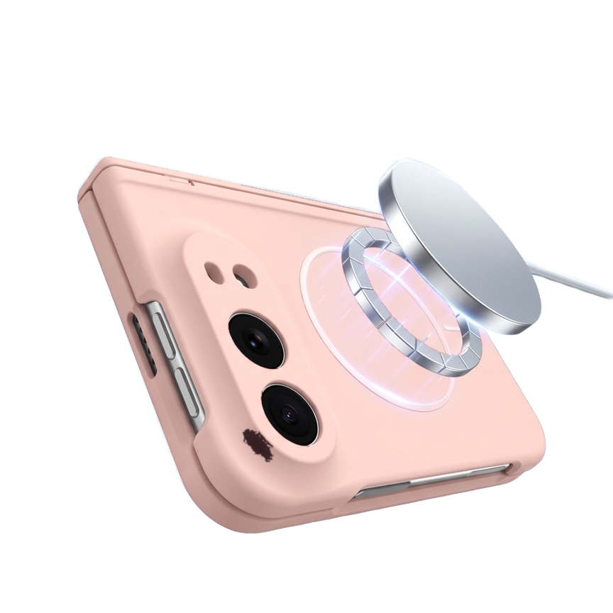 Spineguard P1 iPhone Fold case in Pink - supports MagSafe wireless charging without removing the case