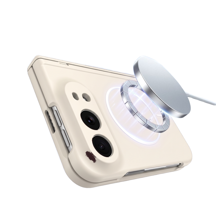 Spineguard P1 iPhone Fold case in White - supports MagSafe wireless charging without removing the case