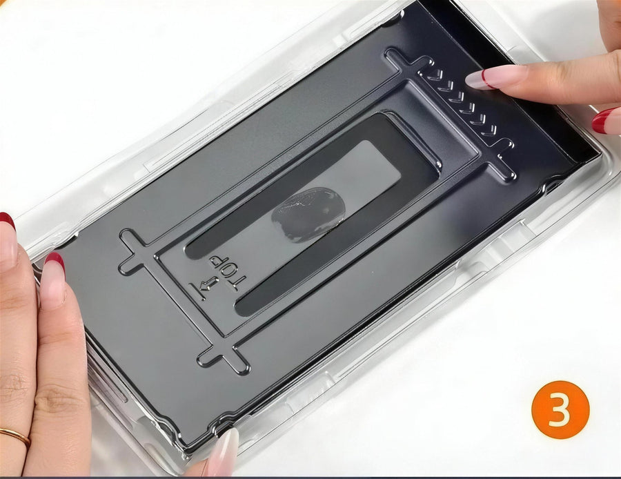 Pressing the tail end of the tray so the air escapes through the vents