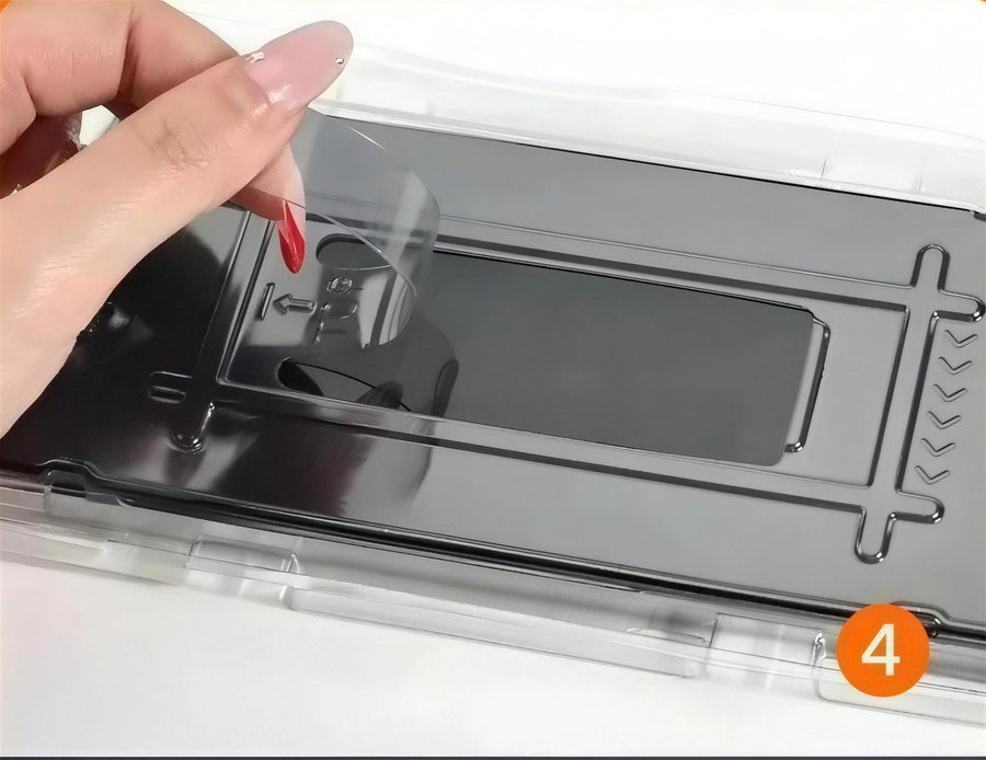 Lifting the tray straight up, leaving the tempered glass fitted on the cover screen